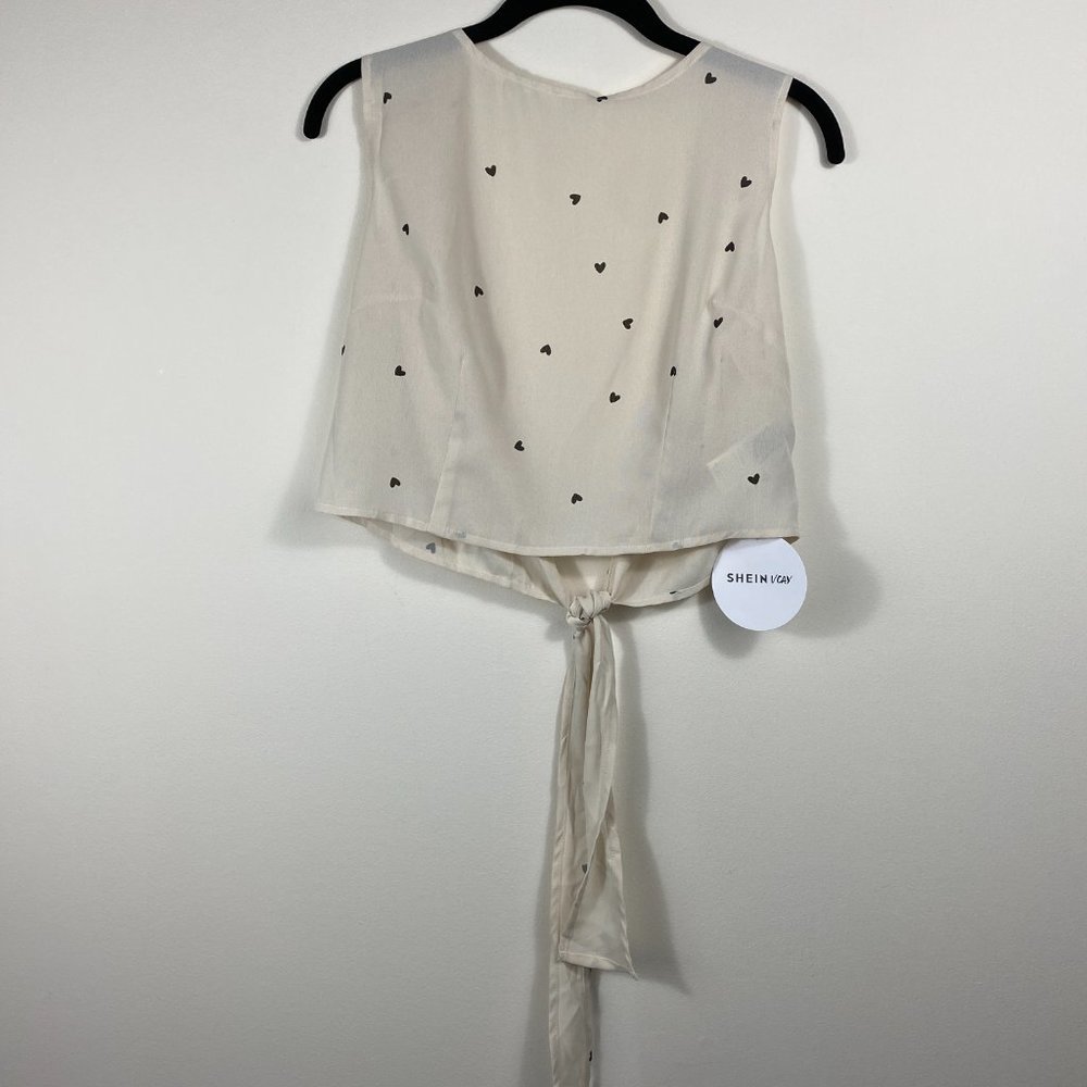 Open Back Crop Top with Heart Print